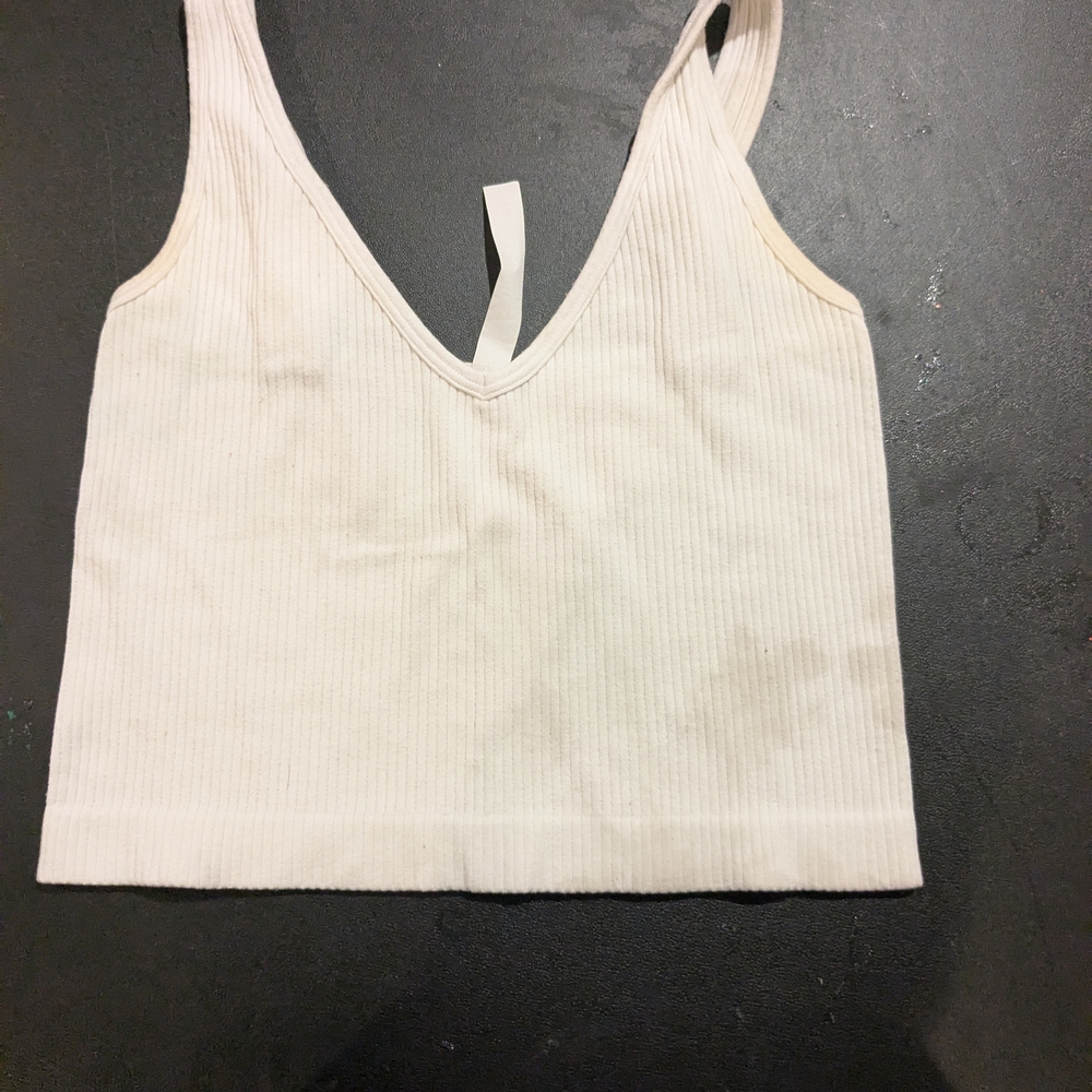 Women's Cream Ribbed Tank Top